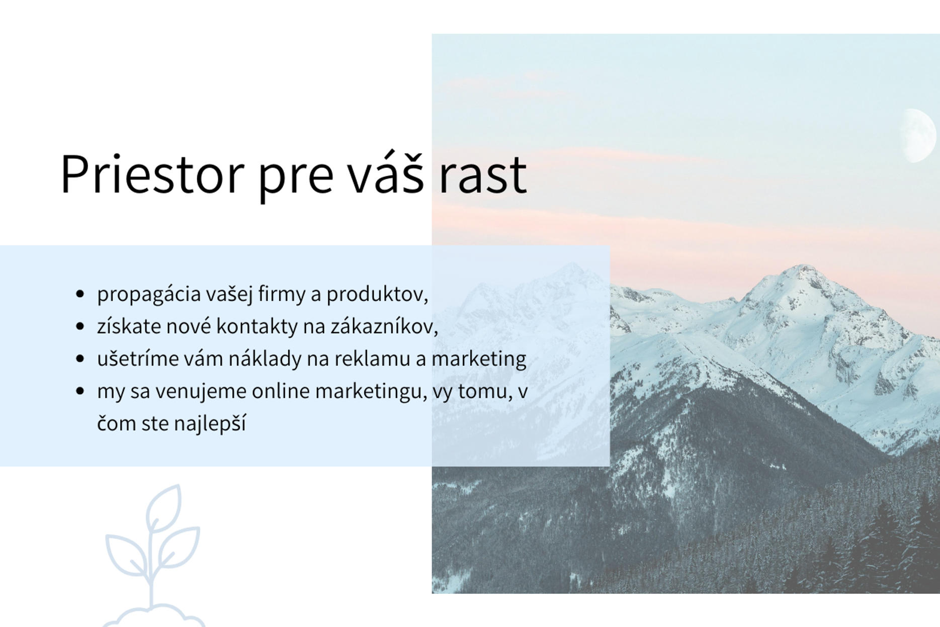 Banner pre predávajúcich v oblasti rastu ich firmy.